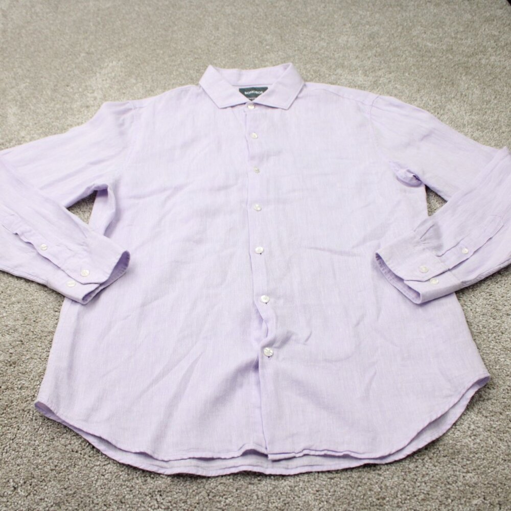 Bonobos‎ Shirt Mens Large Pink Slim Fit Linen/Cotton Long Sleeve Cutaway Collar - Picture 3 of 14